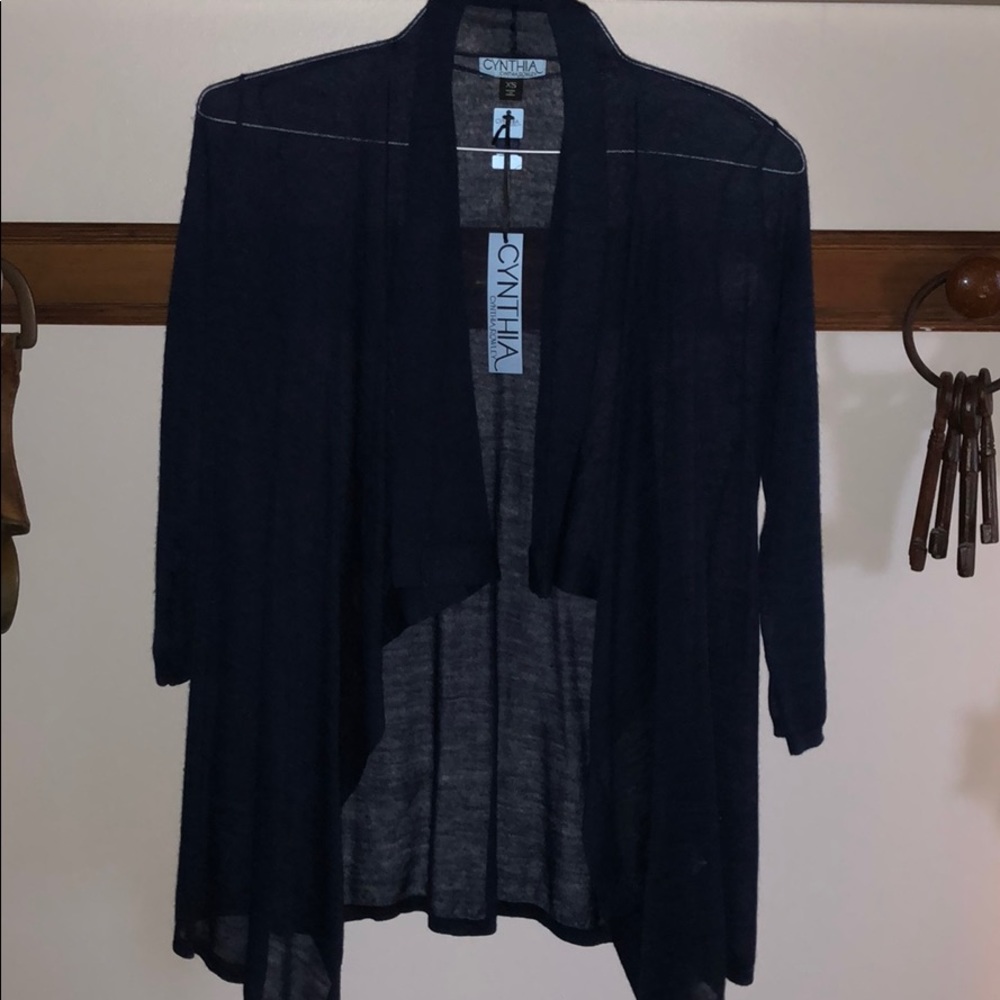 Cynthia Rowley Sheer Navy Blue Sweater